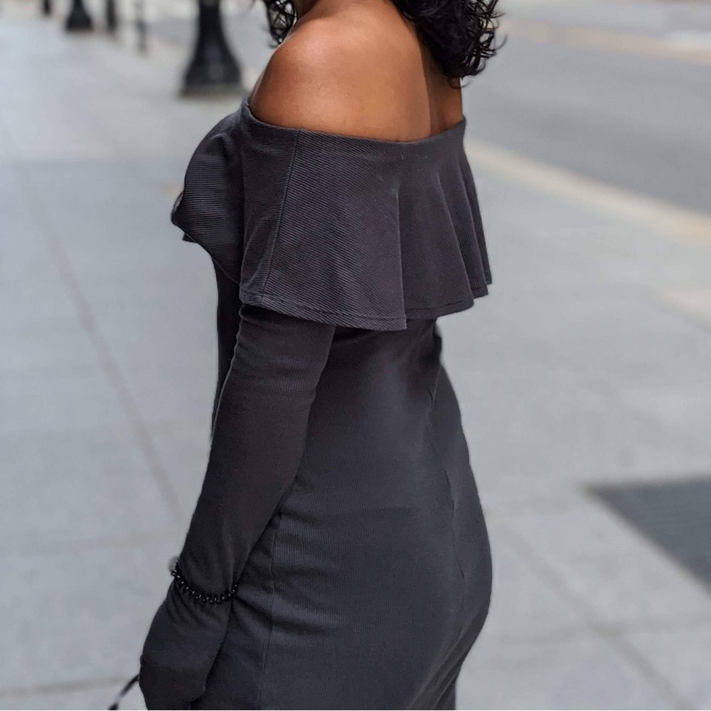 Gray Off the shoulder dress